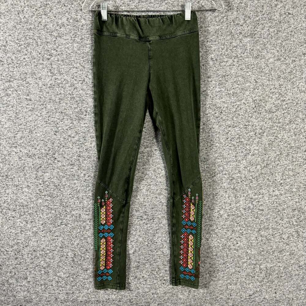 Sundance PXS Green Pull On Skinny Leg Embroidered Boho Pants